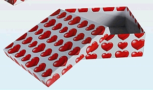 Fehér ajándékdoboz (szív mintával) - 22,5*22,5