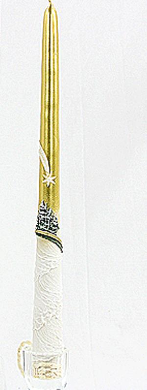 Karácsonyi gyertya (arany, fenyőfás) - 57575