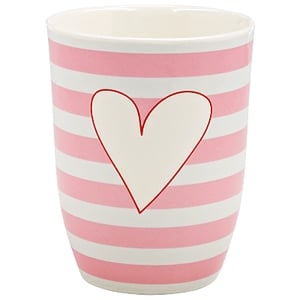 Porcelán bögre rózsaszín-fehér csikos (500 ml)
